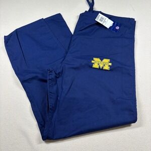 NWT Landau Michigan Wolverines Scrub‎ Pants Navy Blue L
